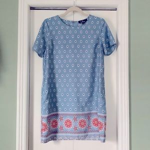 Lulus Blue Print Shift Dress with Hidden Pockets